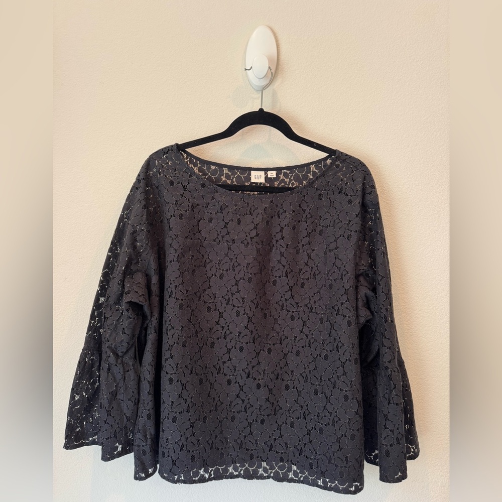 GAP Women's Charcoal Lace Blouse